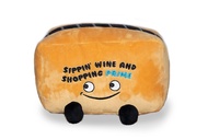 Sippin' Wine and Shoppin' Prime!! Shipping Box Plushie - Funny Pun Meme Gag Gift, White Elephant, St