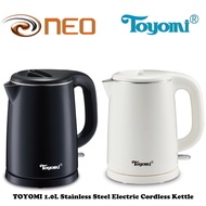 TOYOMI 1.0L Stainless Steel Electric Cordless Kettle WK 1029 - White / Black