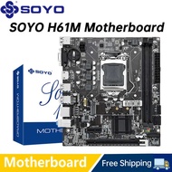 SOYO H61M Gaming Motherboard M.2 NVME PCIEx16 DVI Supports Dual-channel DDR3 RAM Intel Core 2/3 Gen 