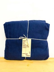 MUJI 無印良品 棉法蘭絨 床包 雙人床包（深藍色）