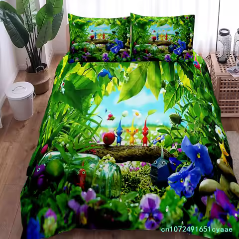 Pikmin Bugs Duvet Cover Set King Queen Double Full Twin Single Size Bed Linen Set Cover With Pillowc