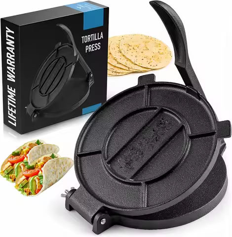 8 Inch Cast Iron Tortilla Press Pre-Seasoned Tortilla Maker For Corn Tortillas And Pancake Roti Mexi