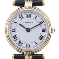 【日本直送】卡地亞 CARTIER Must Vendôme 手錶 K18 黃金×壓紋皮革 石英機芯 指針式顯示 白色錶盤 女性用【二手】