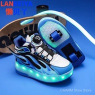 【 Lowest Price 】Cool flashing rampage shoes double wheel skates flash removable transportation wheel