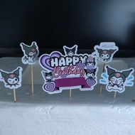 KUROMI / MY Melody BIRTHDAY CAKE SET HAMPER DESIGN CARTOON MOTIF Water Resistance Paper Topper Cake 