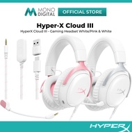 HYPER-X CLOUD III GAMING HEADSET SURROUND SOUND COMFORT DESIGN NOISE CANCELLING MIC WHITE PINK | WHI