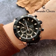 [Original] Alexandre Christie 6609MCLBRBA Chronograph Men Watch with Black Dial Black Genuine Leather | Official Warra