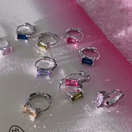 Mini Colorful Square Zircon Hoop Earrings Cartilage Helix Huggie Earrings