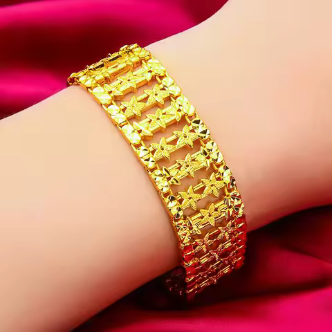 Auspicious Premium Gift Gold Bracelet For Women 24K Gold AU999 Lucky five-pointed star symbol as ele