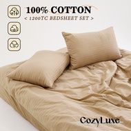 CozyLuxe™ 1200TC Premium Cotton Satin Bedding Set | Elegant Smooth Soft Bedsheet | Single-King Size