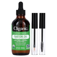 Cliganic Organic Castor Oil - For Eyelashes, Eyebrows, Hair &amp; Skin, Cold-Pressed, Hexane-Free 120ml