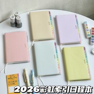 planner planner 2026 2026 Rainbow Index Leather Pocket Notebook ins Dopamine Student Notebook Weekly