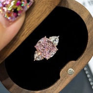 [ 5ct - 8ct Lab Carbon Diamond ]- ( AVAILABLE SIZES ) - Women's Carbon Ring Dia LIght PInk 4ct Plati