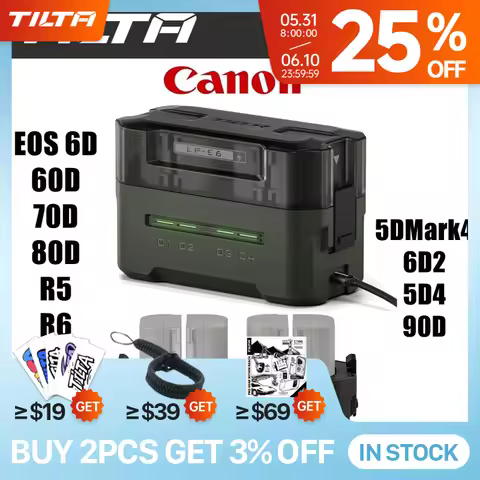 TILTA LP-E6 Battery 2400mAh Portable Charging Station (4 Channel) for Canon R5, R6, 5D4 , 6D2, 7D2, 