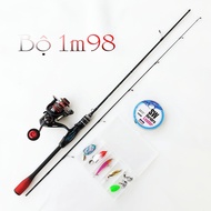 Bộ cần - Bộ cần câu lure đứng carbon ul máy câu Deukio FS2000 tặng bộ mồi câu BCM19- Đứng