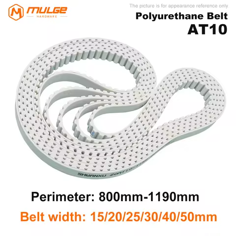 PU AT10 Timing Belt Length: 800mm-1190mm AT10 White Polyurethane Closed Loop Gear Belt