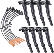 MAS Set of 8 Ignition Coils Pack & Wires Set Compatible with Ford F150 F250 F350 E350 Super Duty Lob