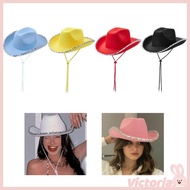 VIC Cowgirl Hat for Brides Elegant JazzHat Bride Cowboy Hat Women Party Accessories