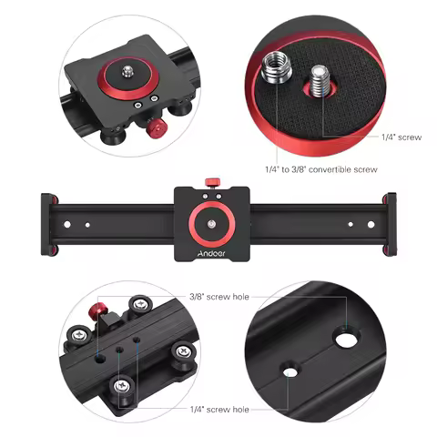 Andoer 40cm/16inch Aluminum Alloy Camera Track Slider Video Stabilizer Rail for DSLR Camera Camcorde