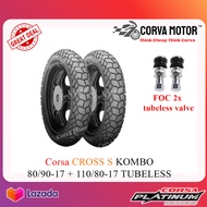 Corva Motor Tayar Kombo Corsa Platinum Tubeless Tyre Cross S 80/90-17 + 110/80-17 Corsa Cross S