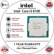 USED Intel Core i3-8100  i3 8100 3.6GHz 4-Core 4-Thread CPU Processor 85W LGA 1151