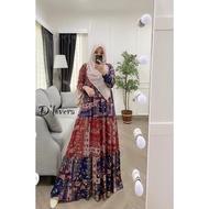 MARWAH by D'lovera Gamis Dress Motif Print Elegan Unik Adem Busui ORI