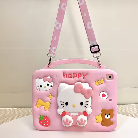 3D Cartoon Kitty Bracket Soft Silicone Tablet Case For For Samsung Galaxy Tab A8 S6 A7 Lite A9 Plus 
