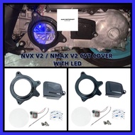 NMAX V2 / NVX155 V2 COVER CVT TRANSPARENT WITH LED CVT ENGINE COVER SET CARBON / MATT BLACK NVX V2 N