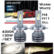 LED LAMP RAINMASTER 4300K WARM WHITE H4 h11 hb3 hb4 h1 h7 65W 130 watt WHITE yellow WHITE yellow yel