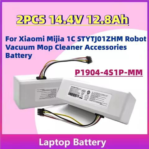 High-Quality 2PCS P1904-4S1P-MM 14.4V 12.8Ah Battery for Xiaomi Mijia 1C STYTJ01ZHM Robot Vacuum Mop
