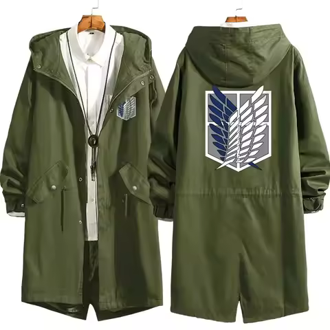 ABC123Attack on Titan Eren Levi Wind Trench Long Hoodie Jacket Shingeki No Kyojin Sasha Braus Ymir A