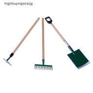 3psc/Set Metal Garden Spade Rake Tools For Dolls House Miniatures Accessories