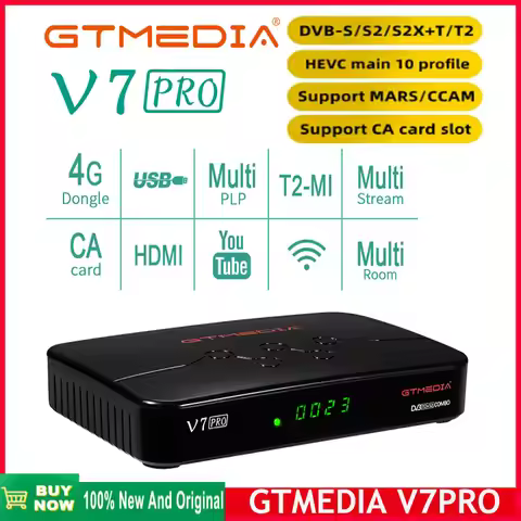 New GTMEDIA V7Pro Satellite Receiver Combo DVB-S/S2/S2X+T/T2 Decoder Europe T2MI PK Support H.265 10