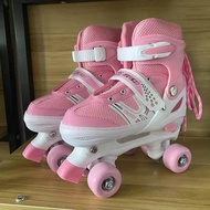 Double Row Quad Roller Skate Shoes 4 Wheels Skates Adjustable Size Outdoor Sport Kids Boys Girls Tee