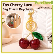 GANTUNGAN Cute Cherry Bag Charm Keychain Aesthetic Cherry Bag Charm Keychain/ Keychain Cherry Charm 