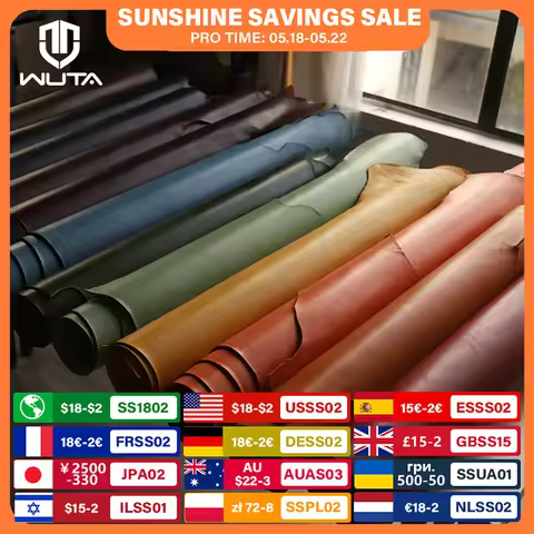 WUTA 1 Square Feet Irregular Waxed Bull Vegetable Tanned Cowhide Leather Piece DIY Genuine Leather F