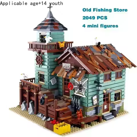 MINISO Fisherman Old Fishing House Store Model Compatible 21310 16050 Sets for Kids Birthday Christm