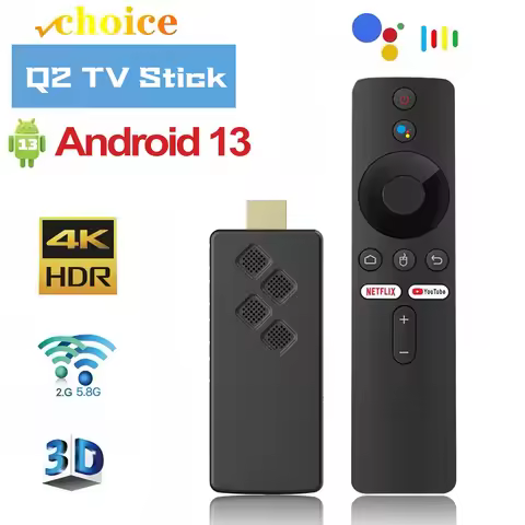 Q2 Smart TV Stick Android13 Allwinner H313 Voice Remote 2GB 16GB 8GB Quad Core Doual WIFI 2.4G&5.8G 