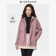 GIORDANO Women Jackets Polar Fleece Warm Zip UP Hoodies Windproof Raglan Sleeve Fashion Casual Loose