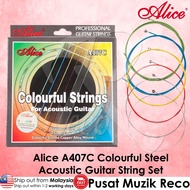 Alice COLOR Acoustic Guitar String SET A407C Colorful Steel Acoustic Guitar String Set Tali Kapok Gitar Akustik Berwarna