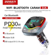 DOSEN Quick Charge 3.0 Car Charger with FM Transmitter Bluetooth 5.0 Handsfree FM Modulator