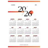 Wall Calendar Printing 2026 Poster Calendar/ 1 Sheet 12 Months