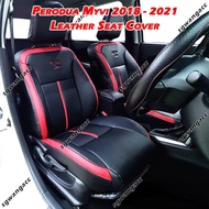 Semi Leather PVC Car Seat Cover - Perodua Myvi 2018-2021 (Black Base & Red Lining) - Sarung Kusyen K