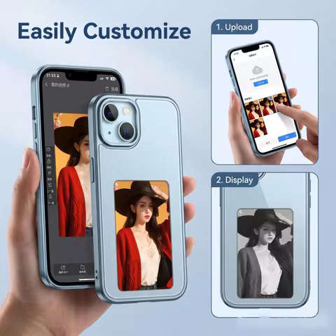 Smart NFC 3-Color E Ink Phone Case DIY Picture Display Battery-Free Anti-Drop Full Wrap Case For iPh