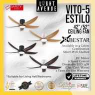 BESTAR Vito 5 Ceiling Fan With Remote Control And Dimmable LED Light 5 Blade 42"/52"