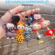 GANTUNGAN KH Giraffe Elephant Lion Zebra Thick Silicone Animal Keychain Animal Character Keychain Gi