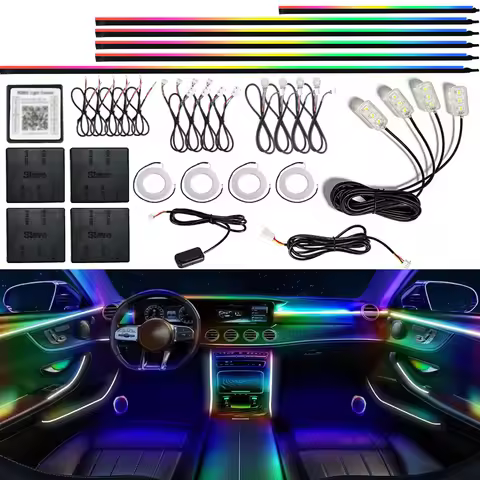 6/10/14/18/22 in 1 RGB Symphony Universal RGB Atmosphere Lamps Car Interior Ambient Light64 Color Fo