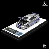 TM 1: 64 Nissan GTR R34 Open Cover Version Plain Color Carbon Cover Simulation Alloy Car Model Colle