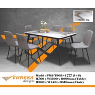 EUREKA 5ft 1+6 Marble Top Dining Table Set (Delivery & Installation Within Klang Valley Only) T903+C