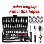 MATA Socket Wrench Set 46 Pcs Socket Wrench Screwdriver Bits Equipped with Storage Box - Multipurpos